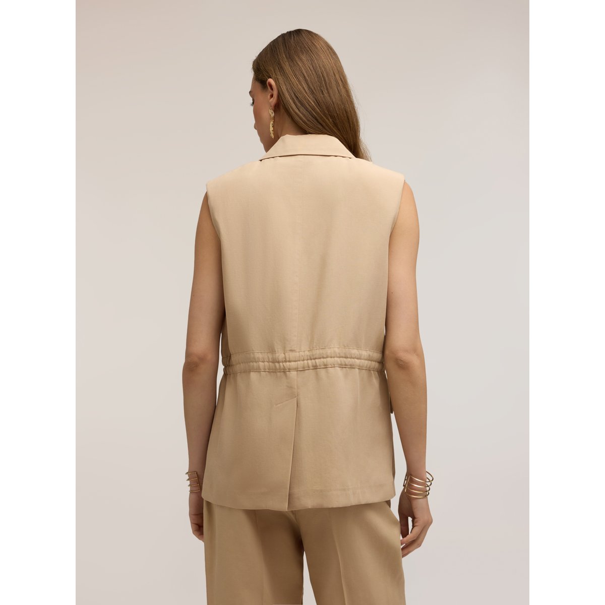Gilet à cordon de serrage beige, MOTIVI