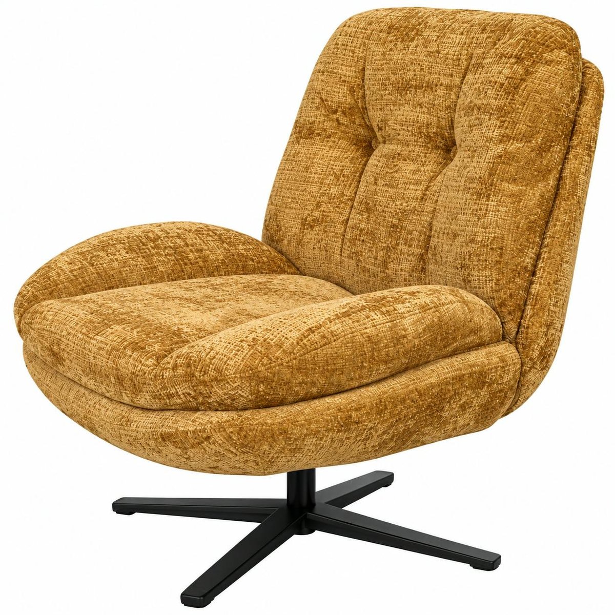 Fauteuil confort pivotant en tissu doux IENA moutarde, PIER IMPORT