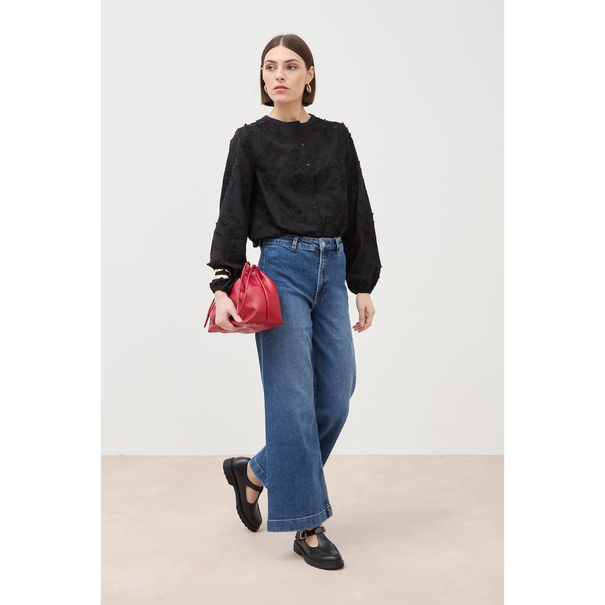 Jeans large taille haute denim stone, BONOBO