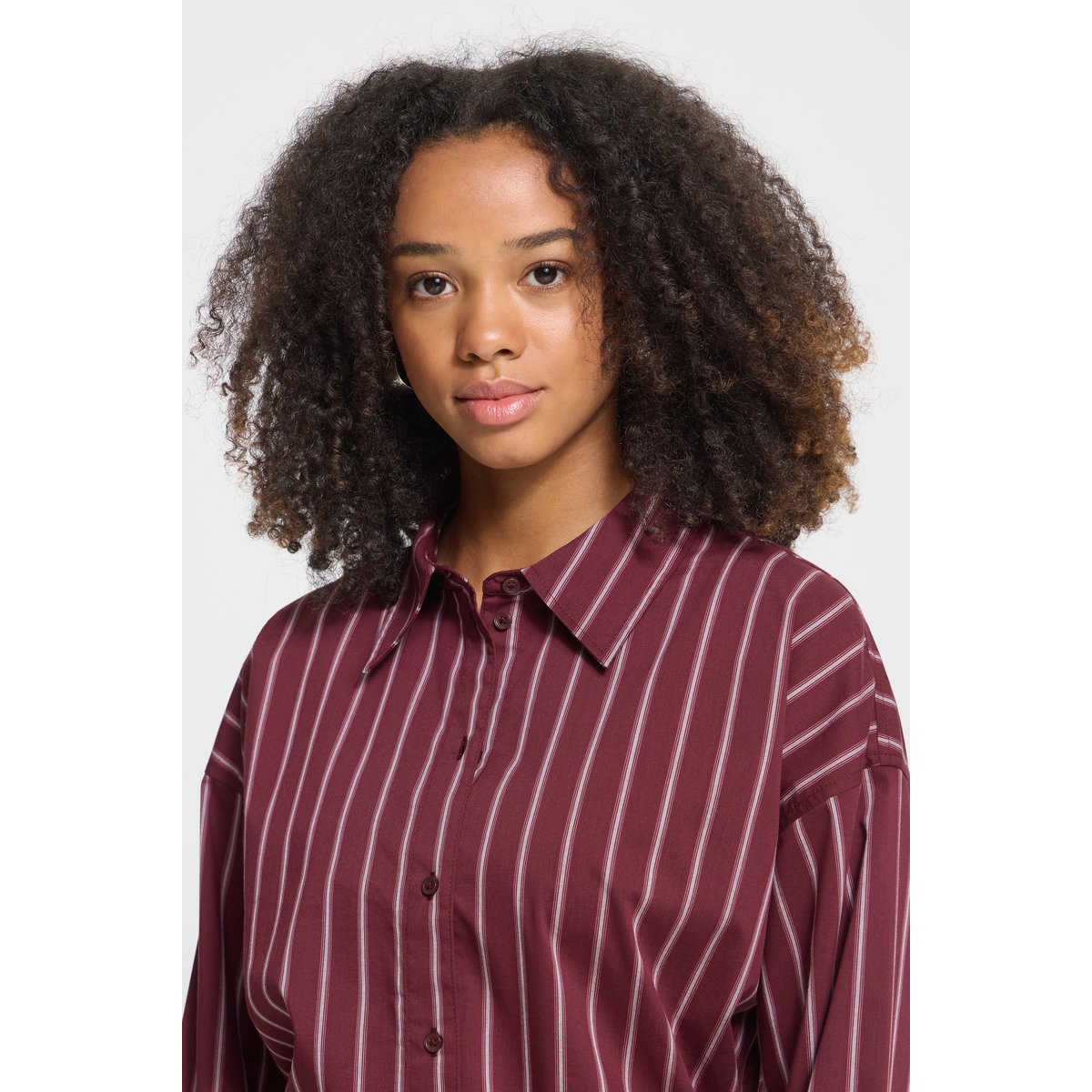 Chemise à manches longues rouge lulao stripe, ICHI