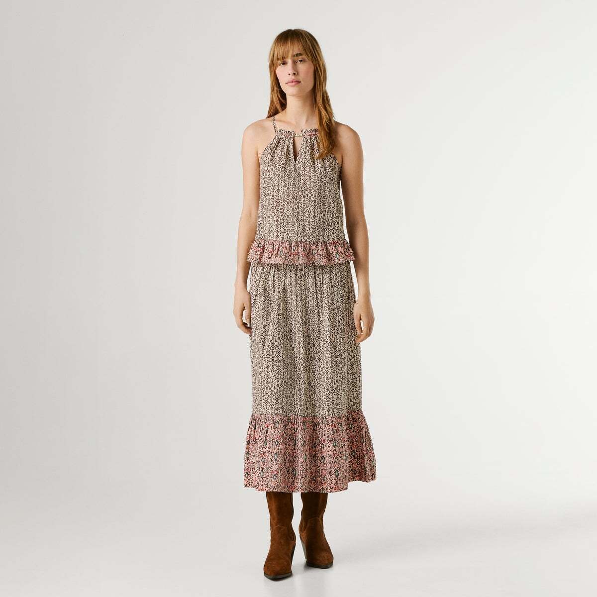 Blouse À Col Halter En Popeline brun terre, PEPE JEANS