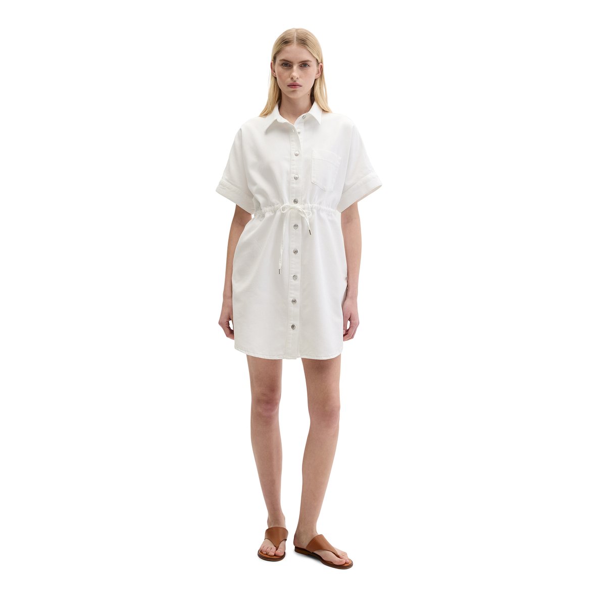 Robe en jean regular en mélange de coton organique et de lyocell blanc, MARC O'POLO