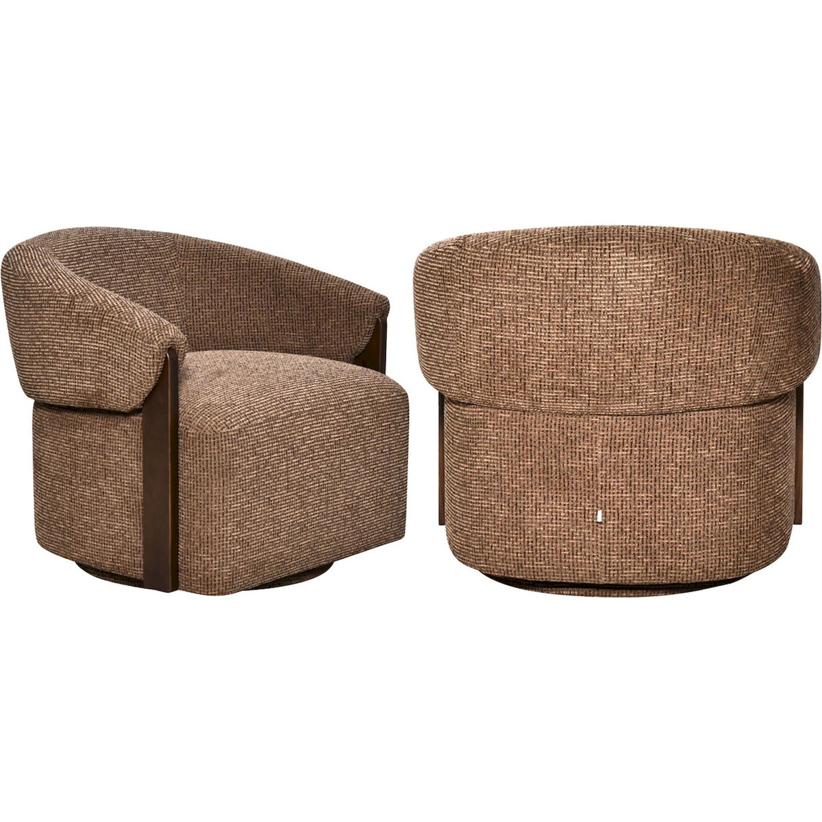 Fauteuil lounge pivotant tissu blockweave marron blockweave, RECOLLECTION