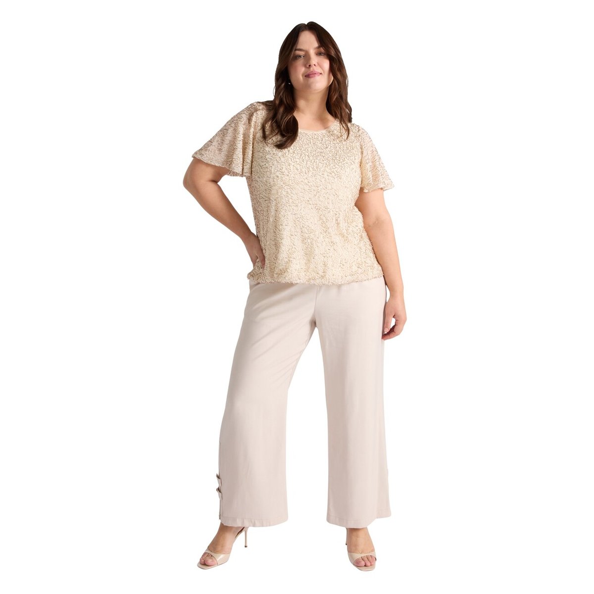 T-shirt en jersey brodé oro, FIORELLA RUBINO