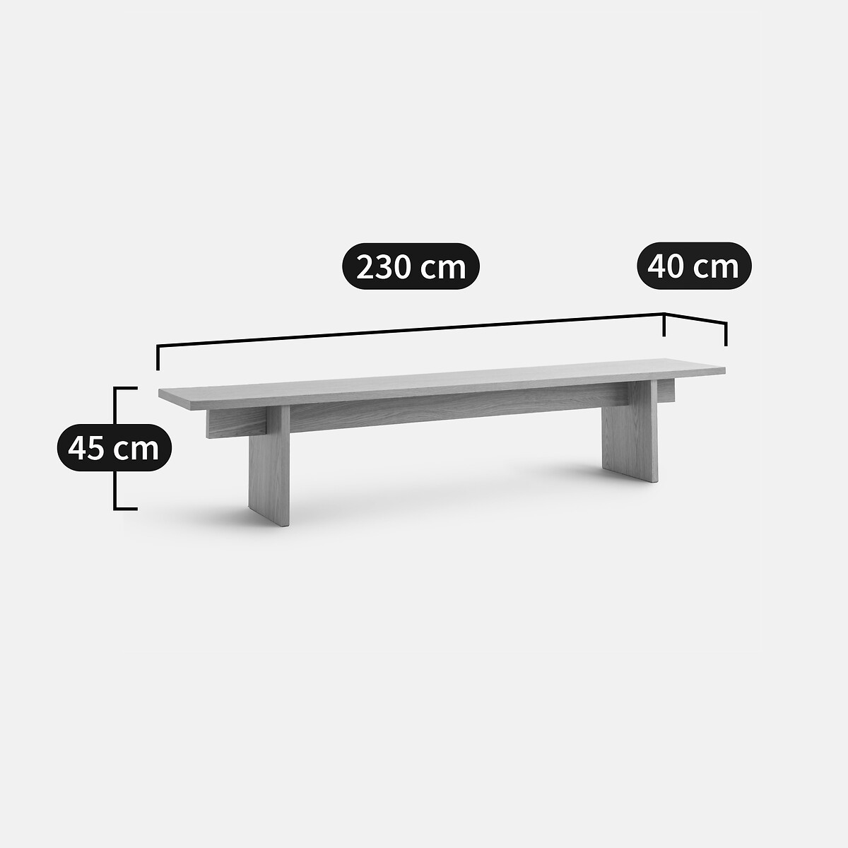 Banco de comedor chapado en roble, Deling color roble, LA REDOUTE INTERIEURS