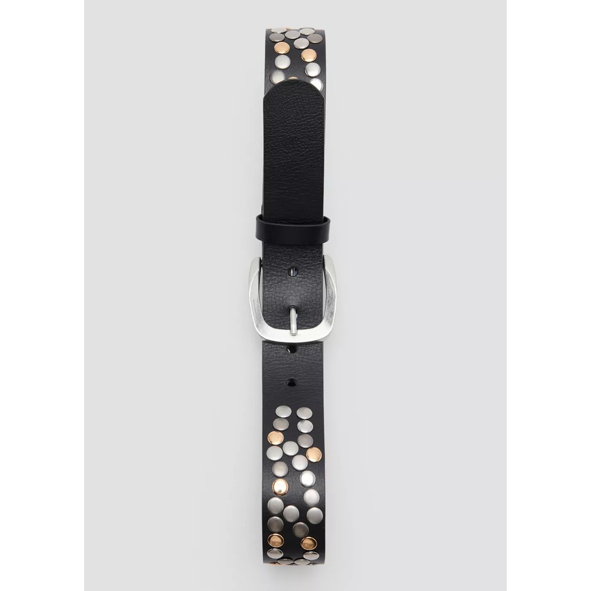 Ceinture cloutée en cuir noir, MANGO
