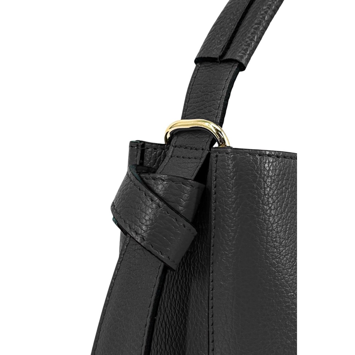 Sac seau et pochette en cuir grainé BIRDIE noir, OH MY BAG