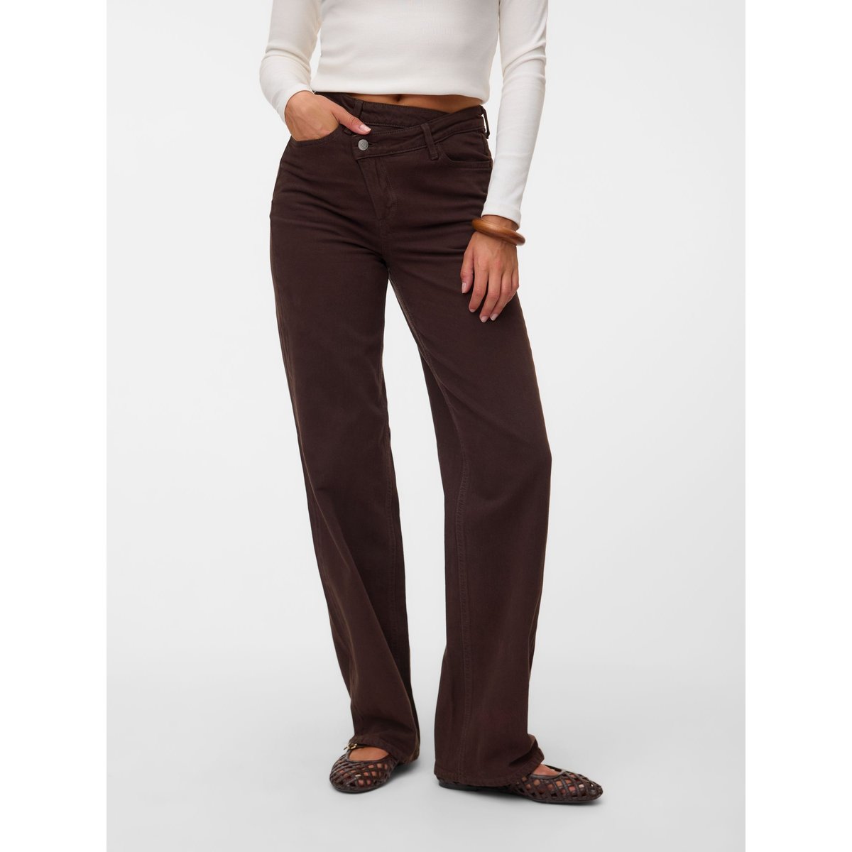 Jean À Coupe Large marron - chocolate torte, VERO MODA