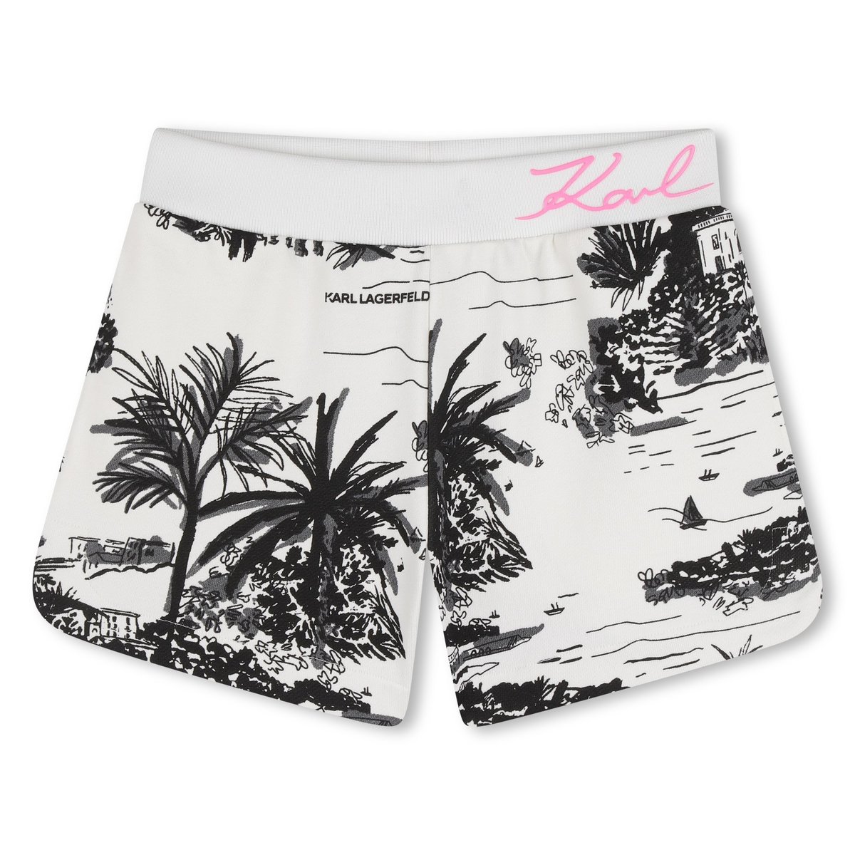 Short en molleton ecru noir, KARL LAGERFELD KIDS