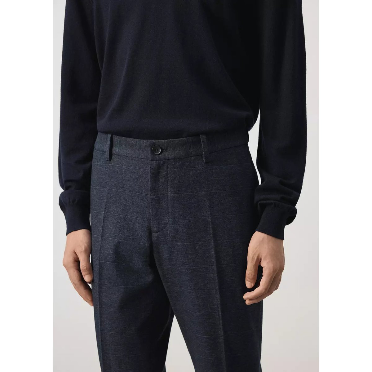 Pantalon flanelle regular-fit bleu marine, MANGO MAN
