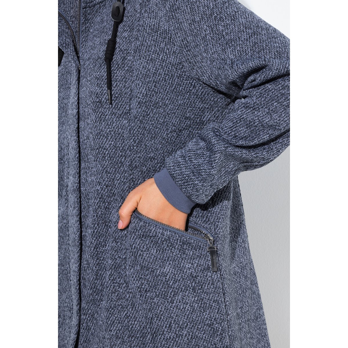 Veste en maille polaire à capuche marine, ULLA POPKEN