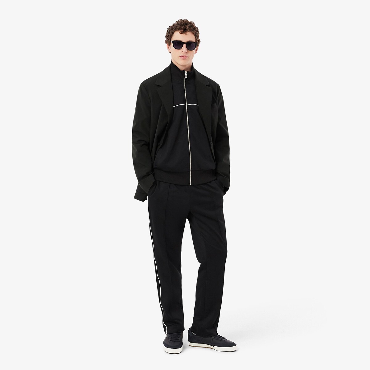Pique Zip-Up Track Top black, LACOSTE