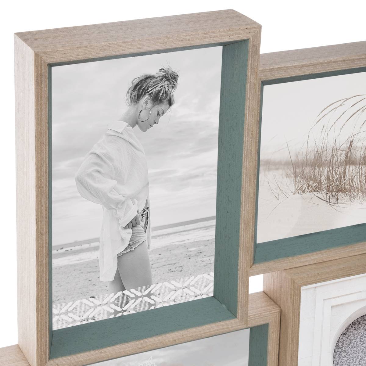 Pêle-mêle 4 photos bicolore en bois MOLY blanc, ATMOSPHERA