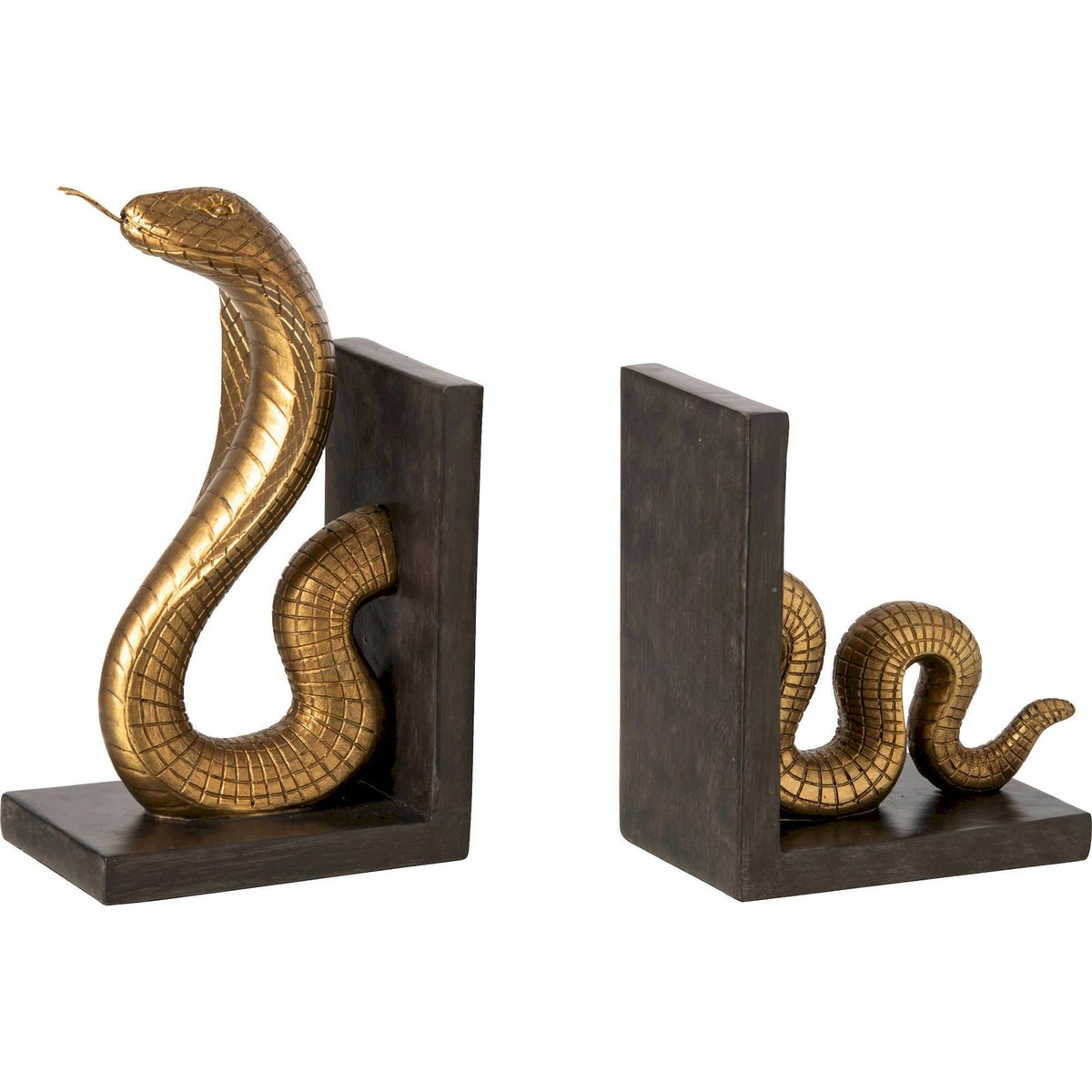 Serre-livres serpent en résine, Lot de 2 doré et noir, RECOLLECTION