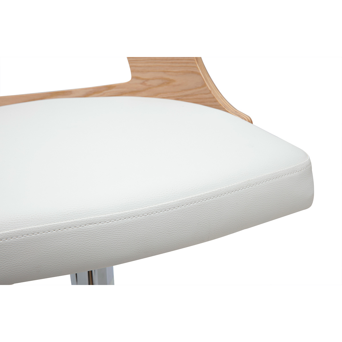 Tabouret de bar réglable pivotants 360° blanc et bois clair GARBO blanc, MILIBOO