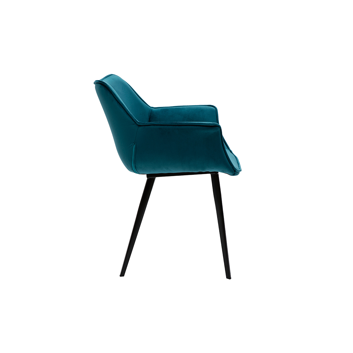 Chaise design en tissu velours bleu pétrole et métal noir VOLO bleu pétrole, MILIBOO
