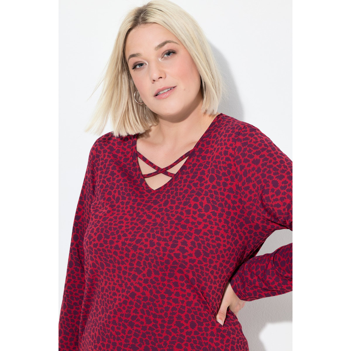 T-shirt long à manches longues rouge rubis, ULLA POPKEN