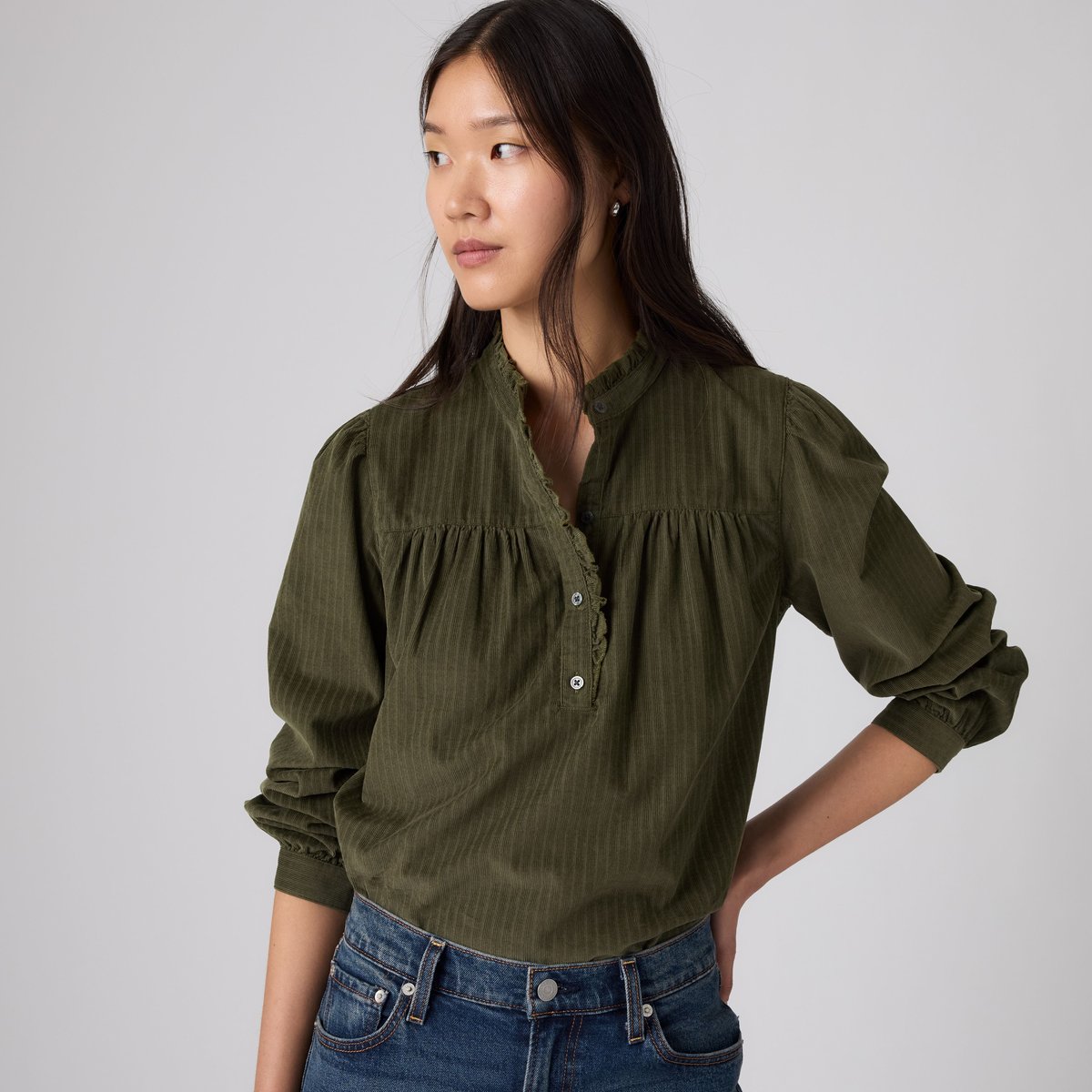 Blouse manche longue Perla velours vert - olive night, LEVI'S