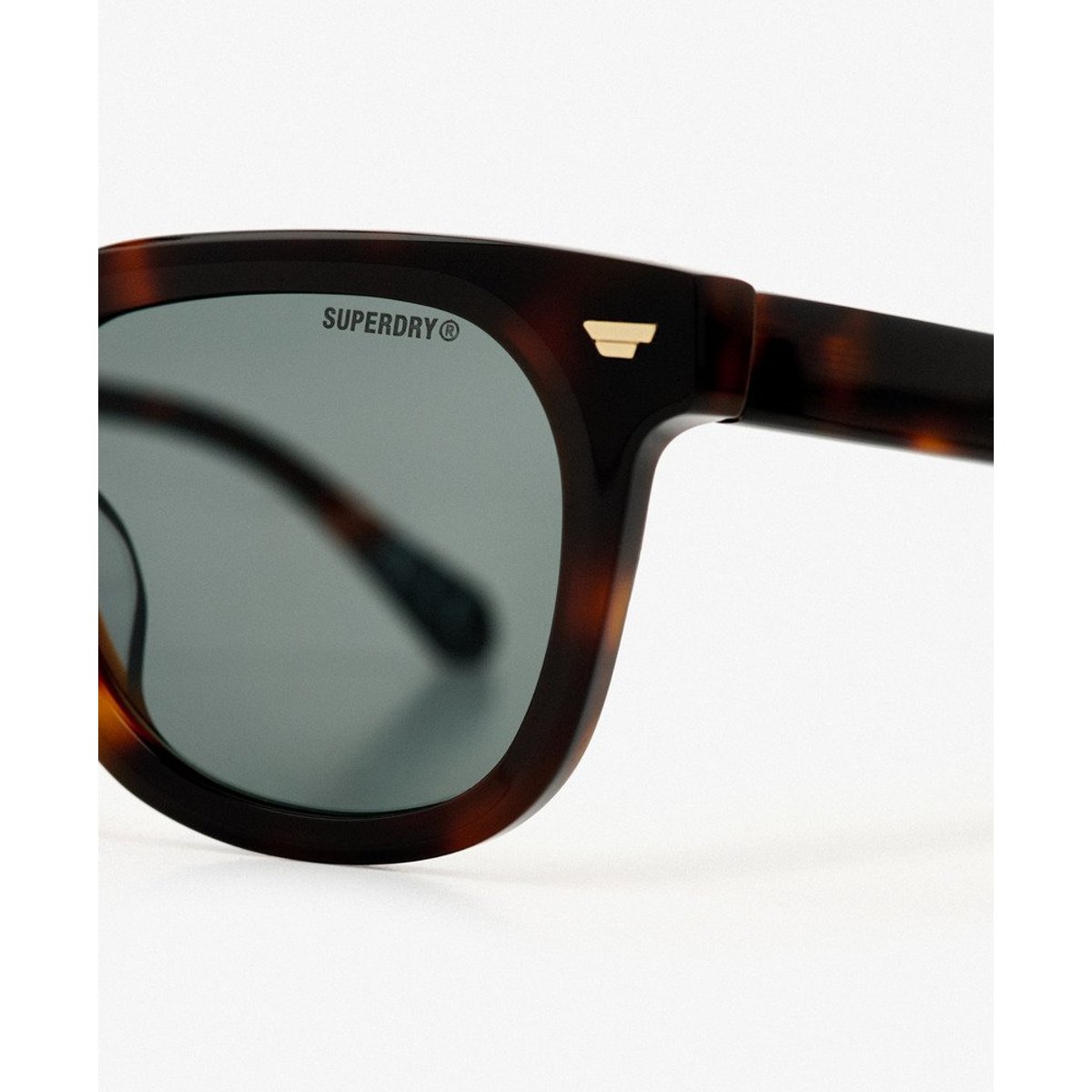 Lunettes de soleil rétro carrées écaille/verres verts, SUPERDRY