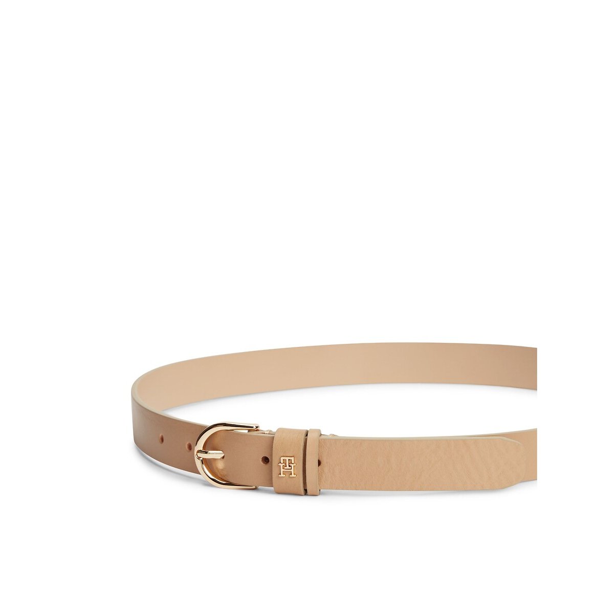 Cinto de pele com fivela dourada, 2,5 cm, Effortless bege, TOMMY HILFIGER