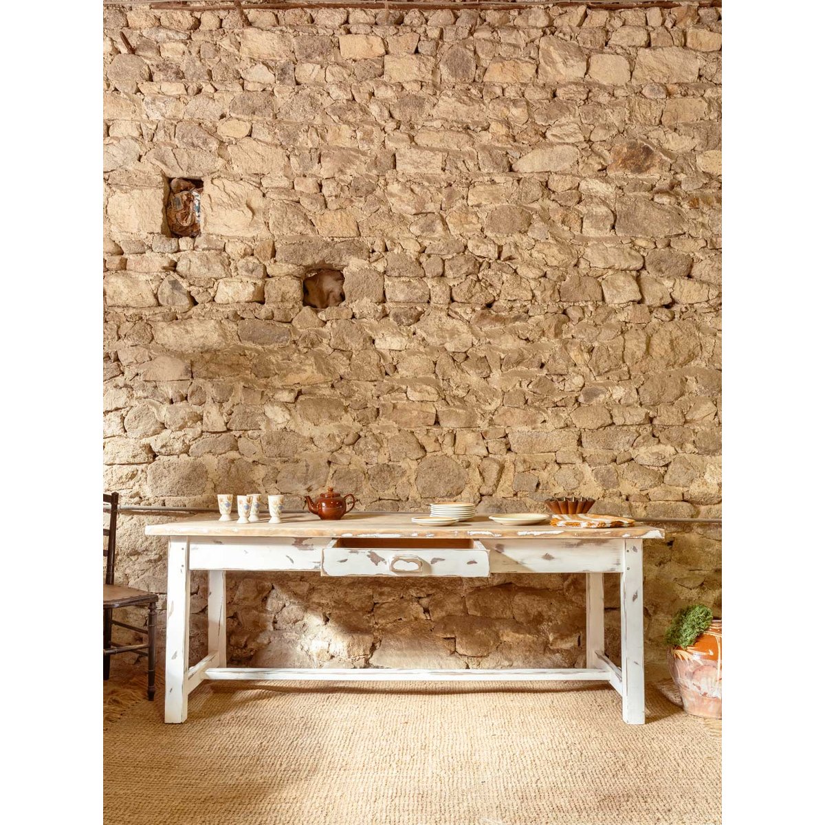 Table à manger en chêne Romy N°1541 - Bon état blanc, DEBONGOUT