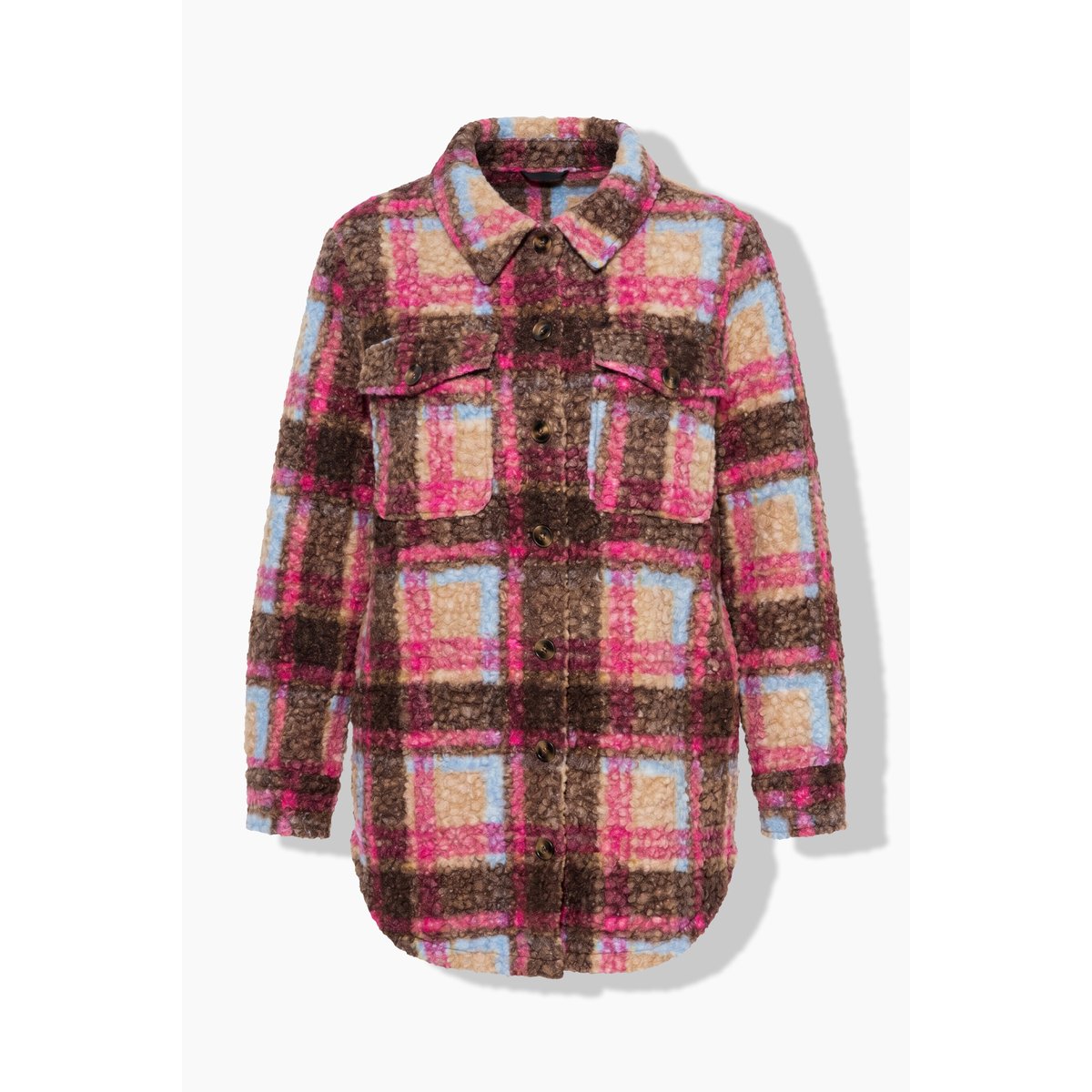 Veste longue / surchemise en bouclé taupe foncé, ULLA POPKEN