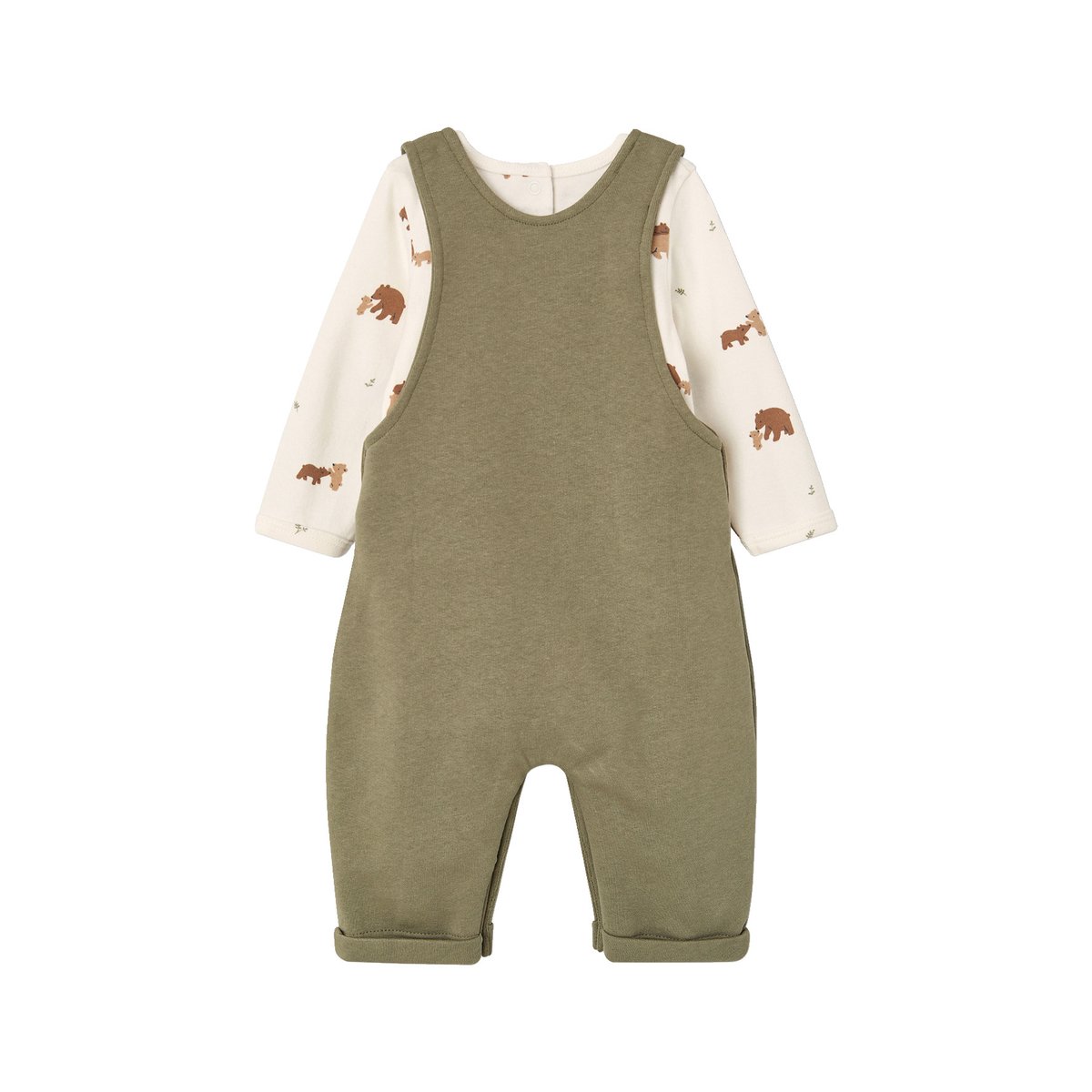Ensemble salopette et body naissance kaki, VERTBAUDET