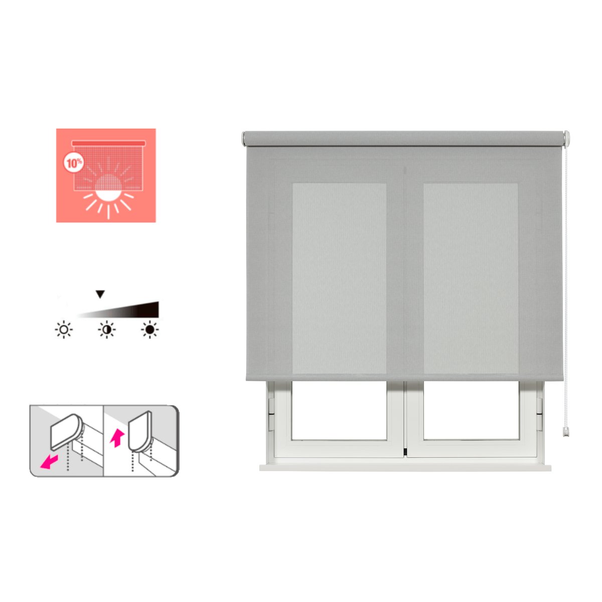 Store enrouleur screen, NO SERIE gris blanc - gris clair, INSPIRE