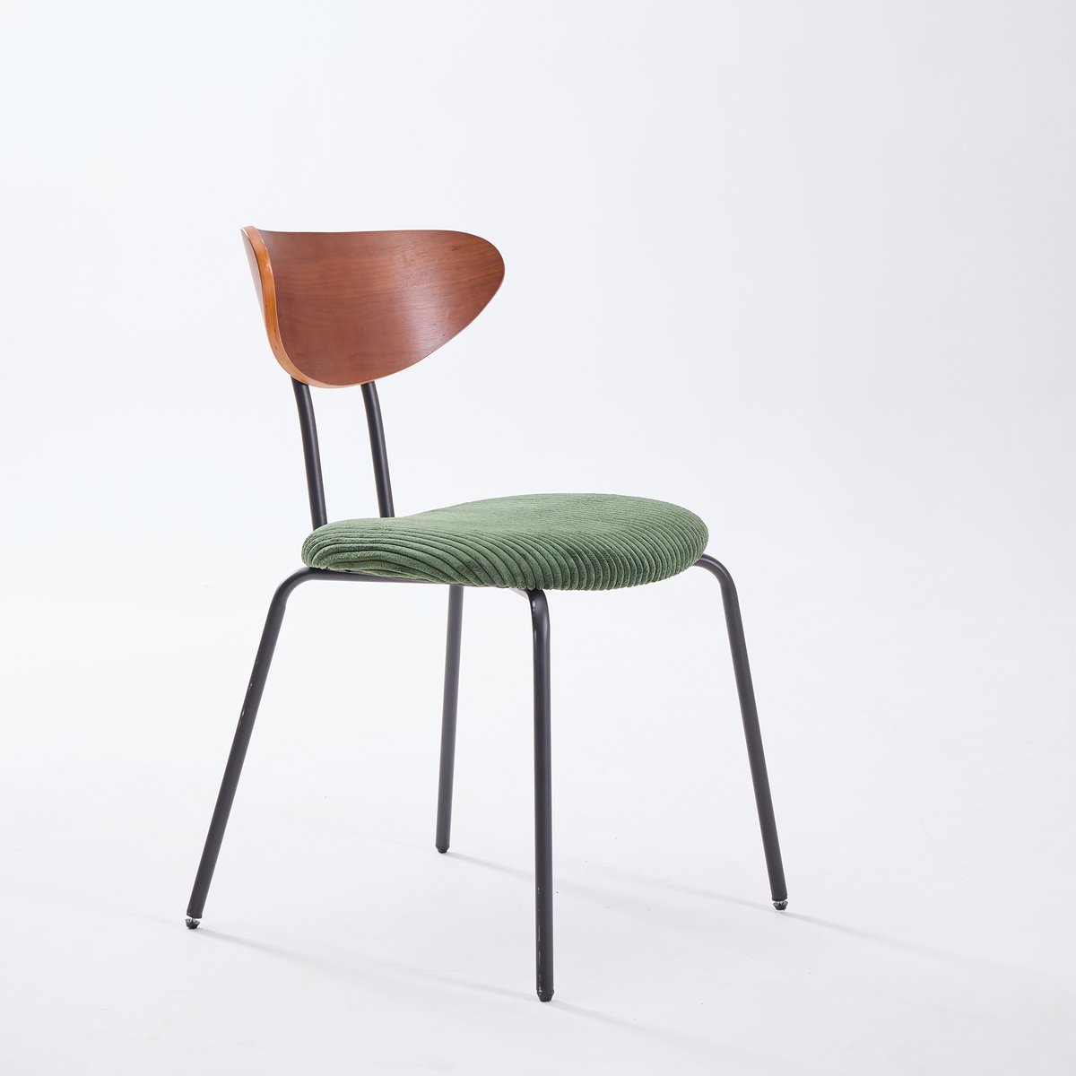 Lot de 2 chaises de salle à manger en bois, métal et velours côtelé, NIBE vert, NORDLYS