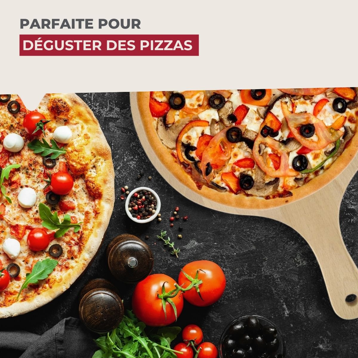 Lot de 2 planches à pizza et tarte flambée bois, FACKELMANN