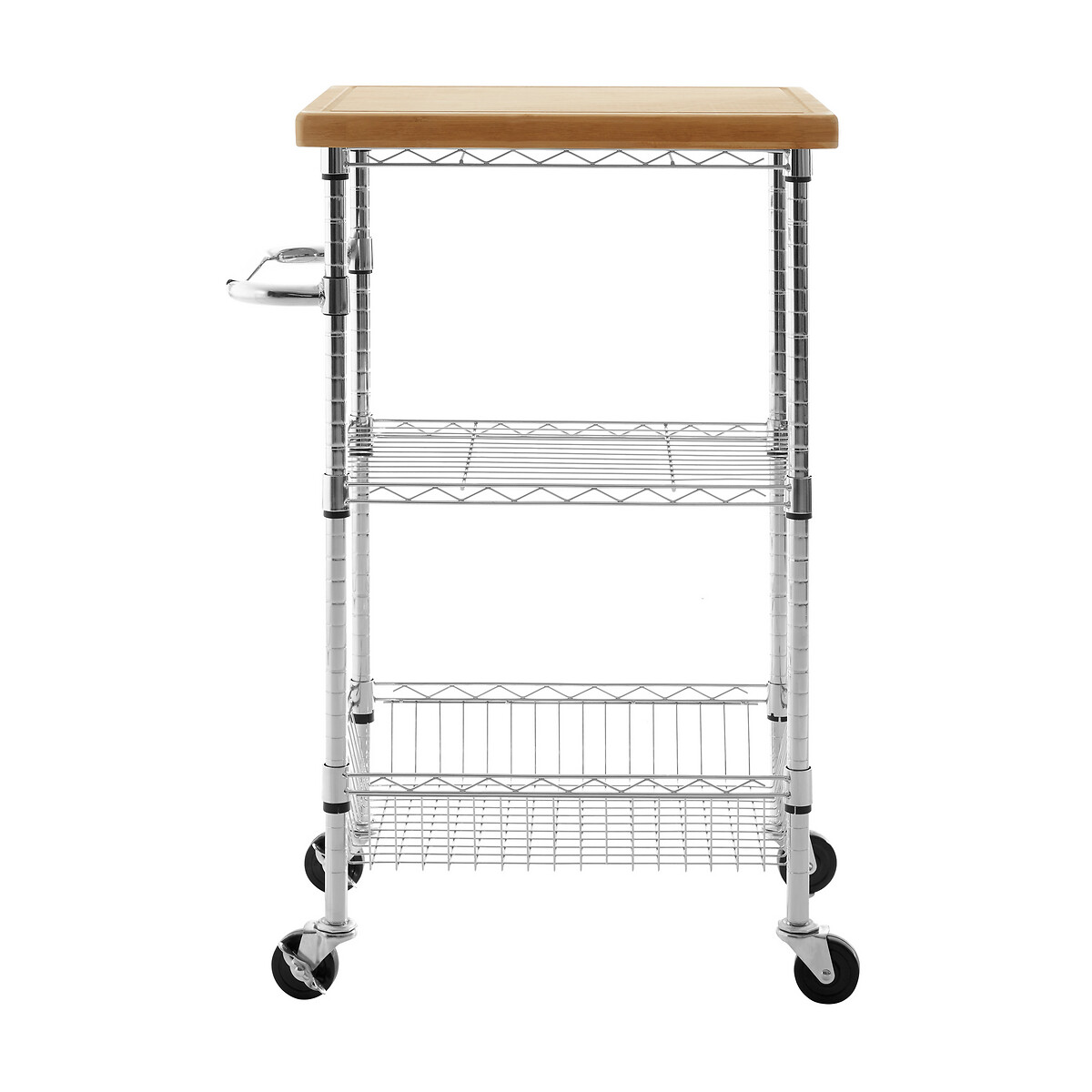 3-Tier Kitchen Trolley in Bamboo/Metal silver-coloured, SO'HOME