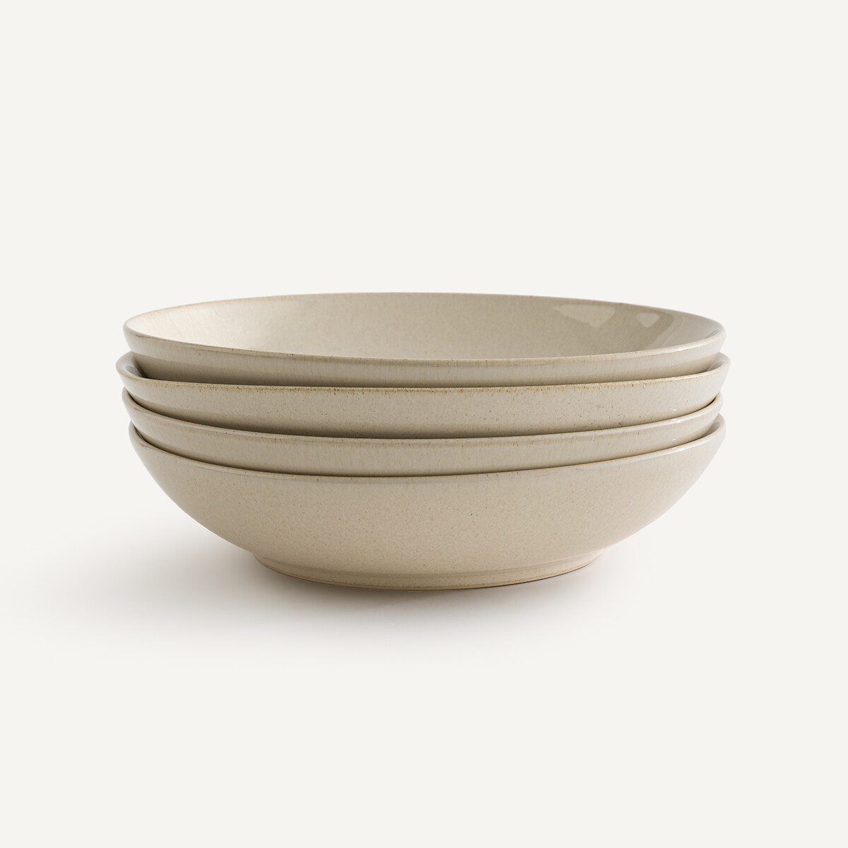 Lot de 4 assiettes à pâtes en grès émaillé, BENN ecru, AM.PM