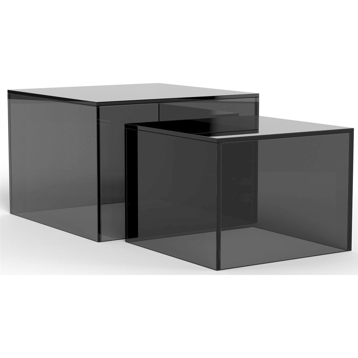 Lot de 2 tables basses carrées en verre bois foncé, RECOLLECTION