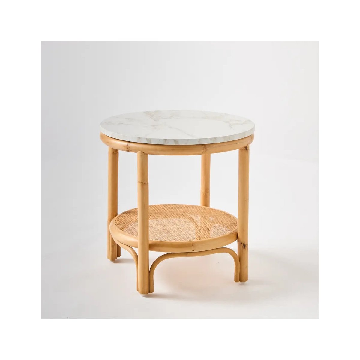 Table basse en rotin RIVIERA plateau blanc Dia 50 blanc, KOK