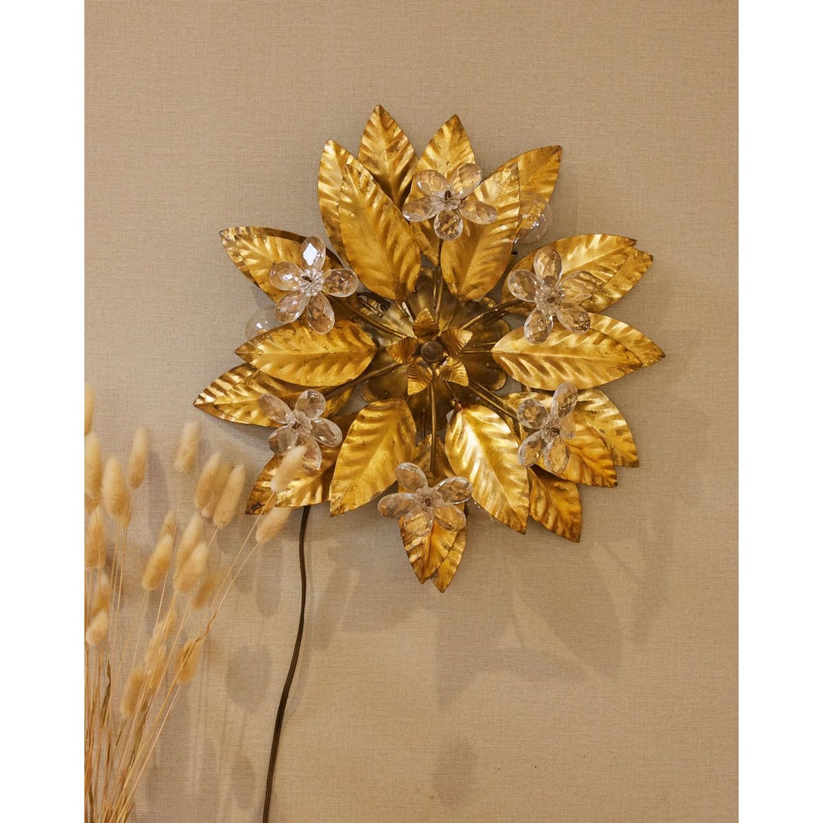 Applique murale florale dorée Suzette N°242 - Bon état doré, DEBONGOUT