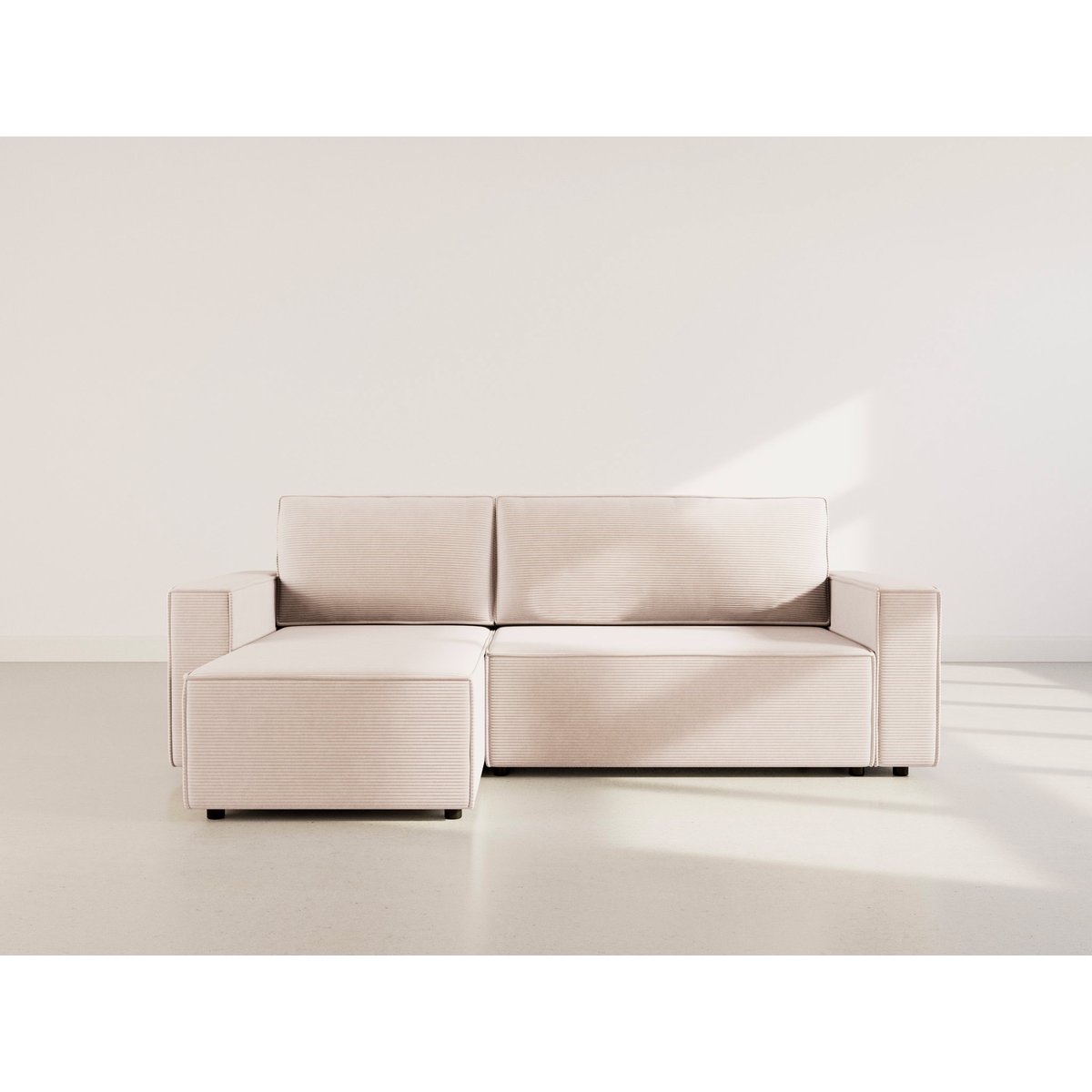 Canapé d'angle convertible velours côtelé, HECTOR beige, BEST MOBILIER