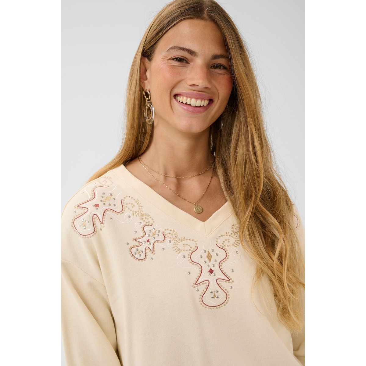 Sweatshirt beige bleached sand, CREAM