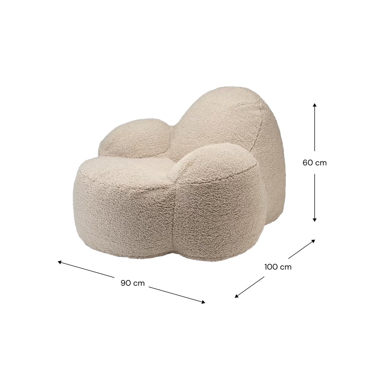 Momo Pouf Fauteuil Ado en Teddy biscuit, WIGIWAMA