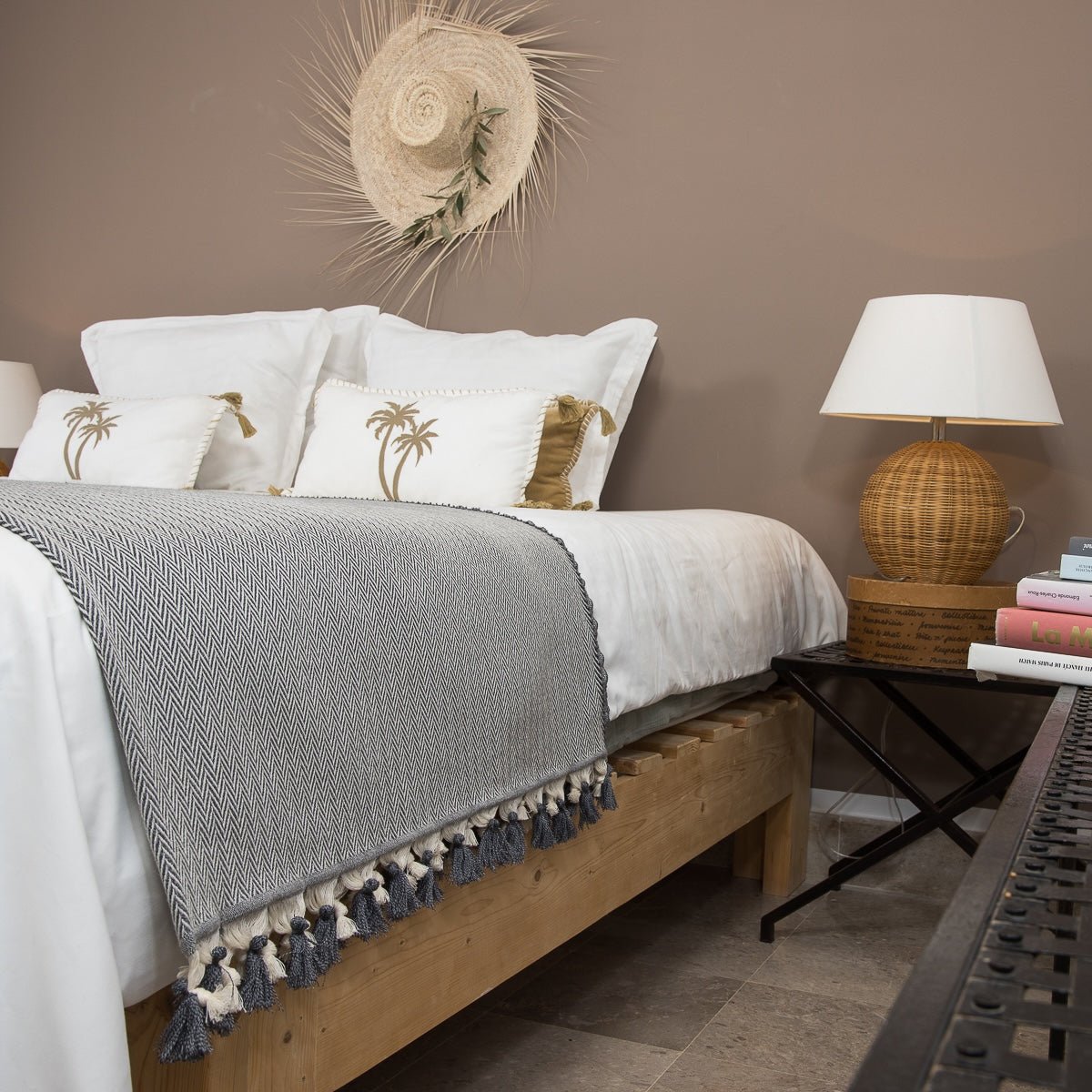 Plaid laine GSTAAD gris chiné, FEBRONIE