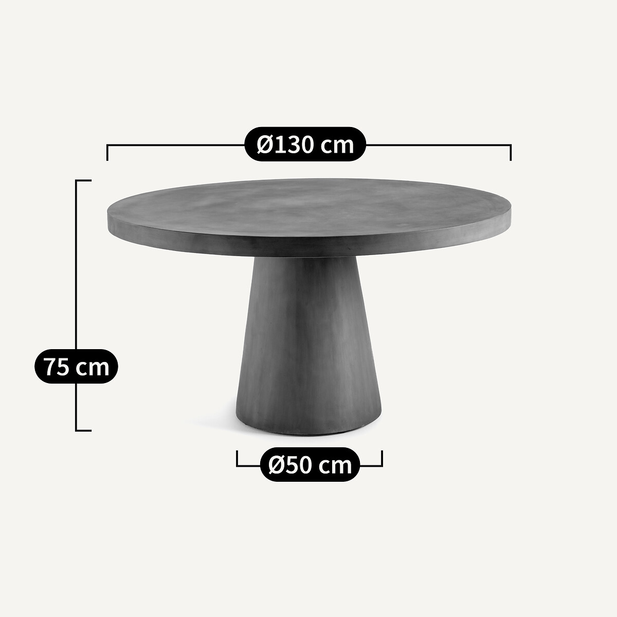 Round Garden Table in Rockstone Argine concrete grey, AM.PM