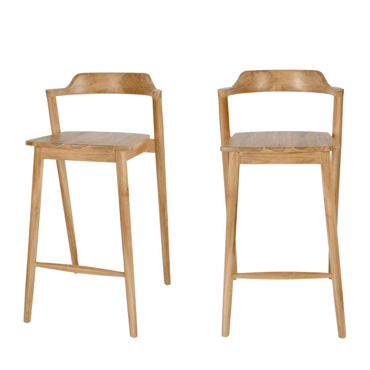 Lot de 2 chaises de bar en teck H75cm- JOKO bois, DRAWER
