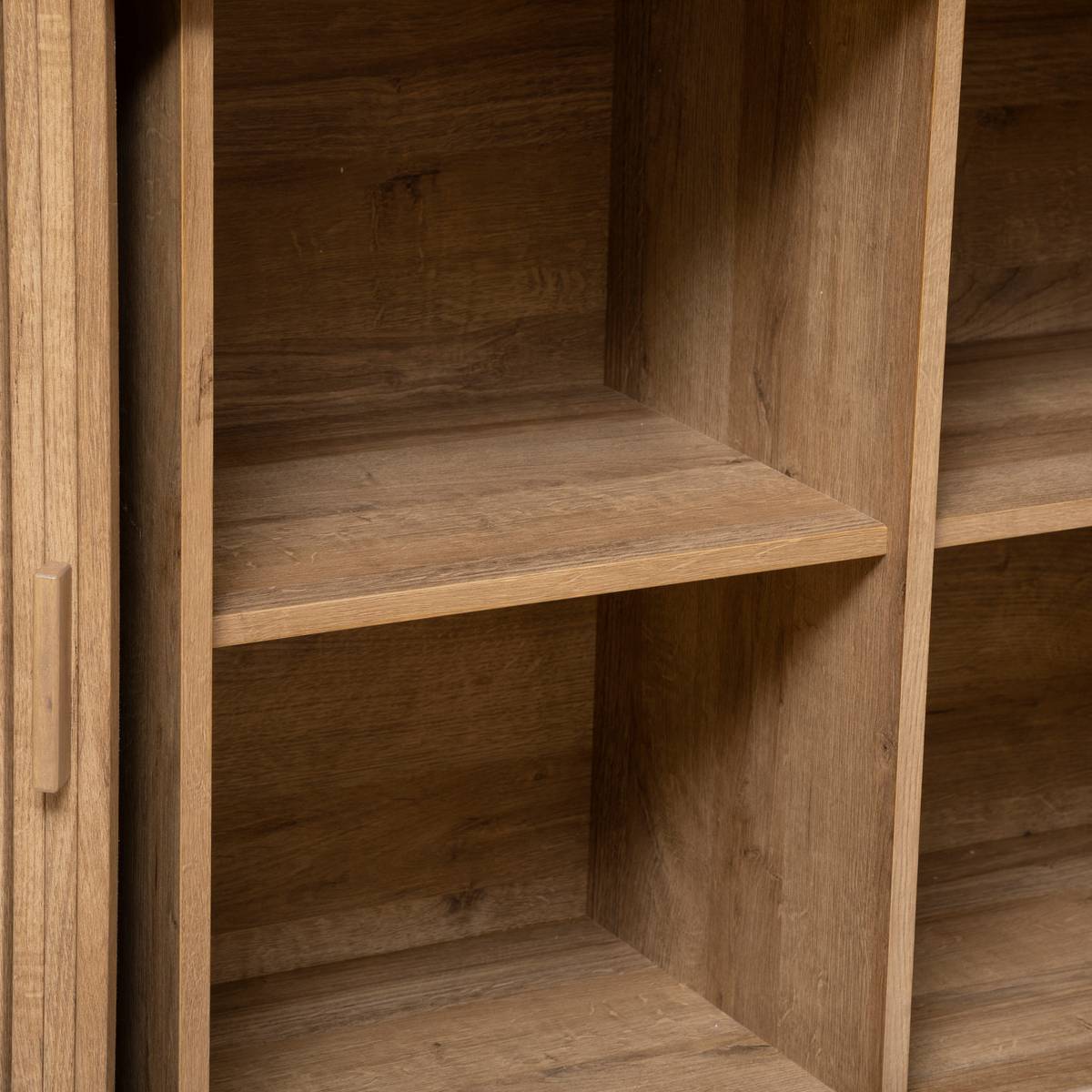 Buffet 2 portes coulissantes effet chêne COLVA beige, ATMOSPHERA
