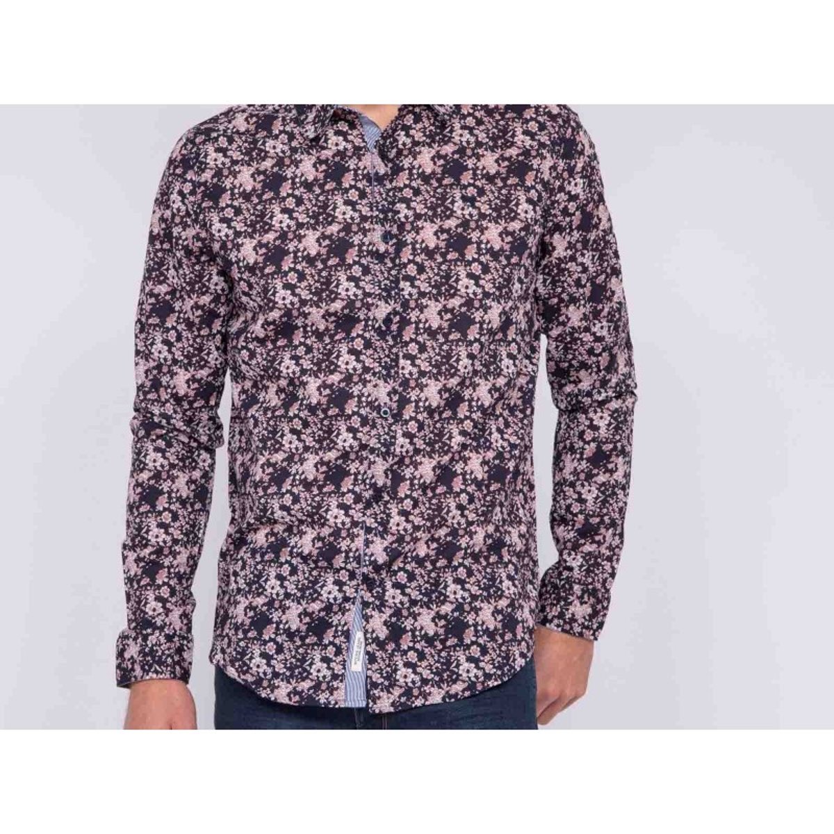Chemise Manches Longues à Motif Danael bleu marine, RITCHIE