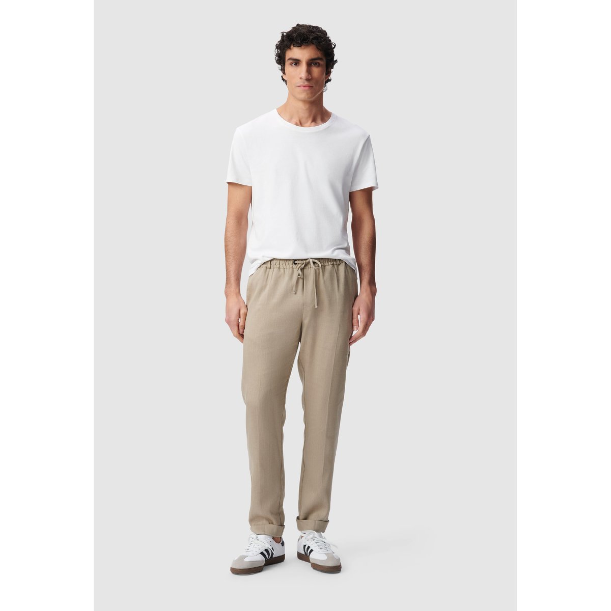 Jogpant de costume lin mélangé beige fonce, IKKS