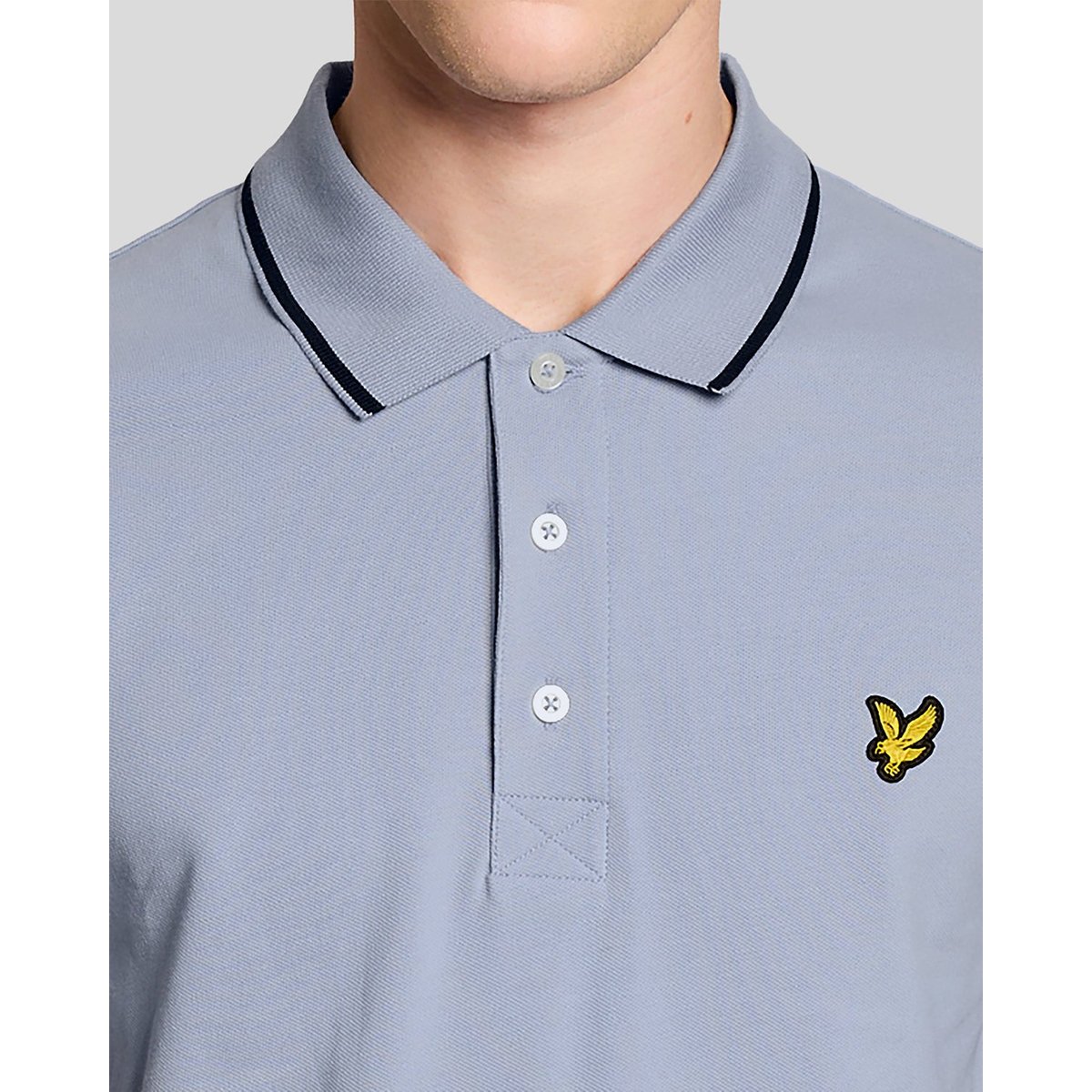 Polo à liserés contrastés bleue bulle/ jais noir, LYLE & SCOTT