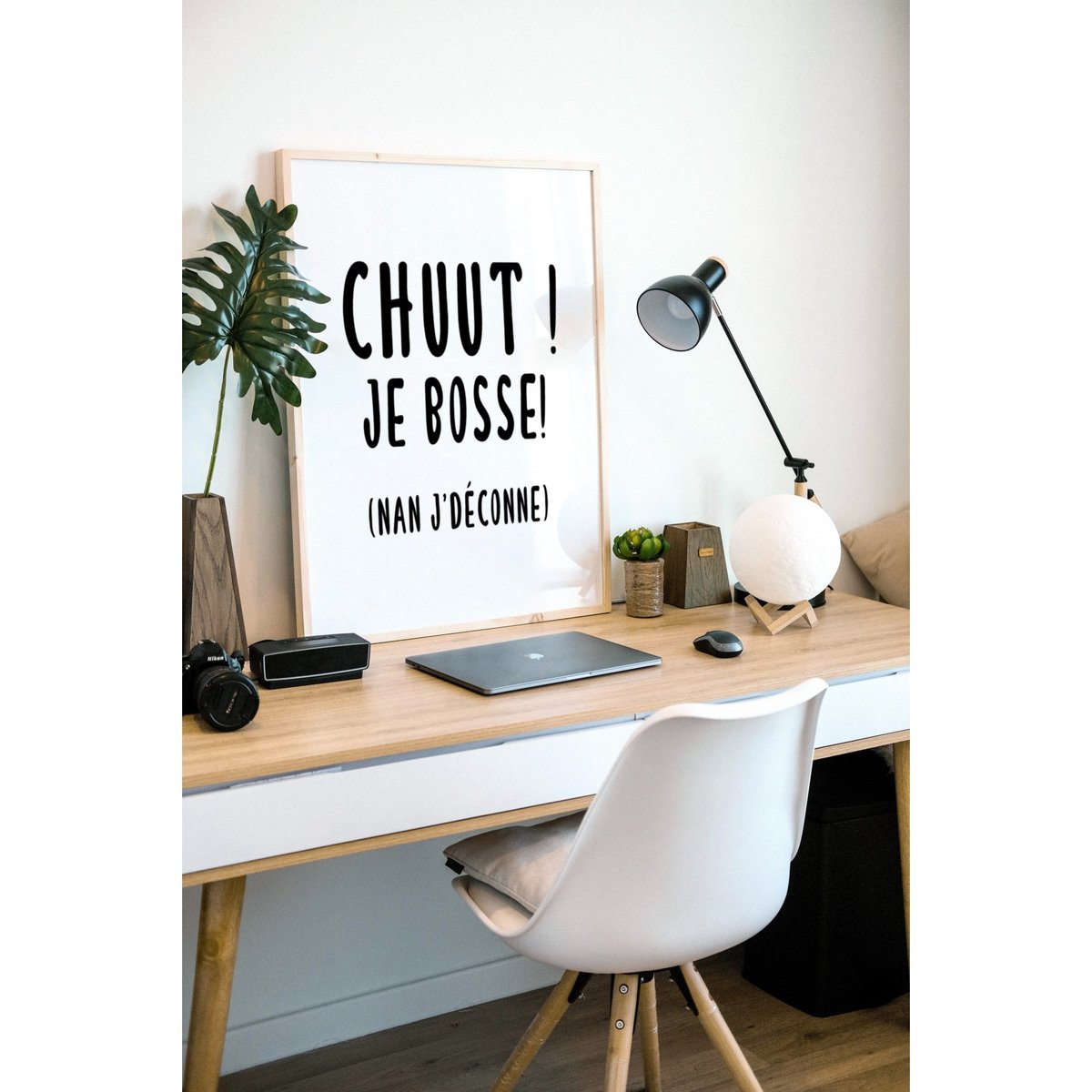Affiche 'Chuut ! Je bosse' blanc, L'AFFICHERIE
