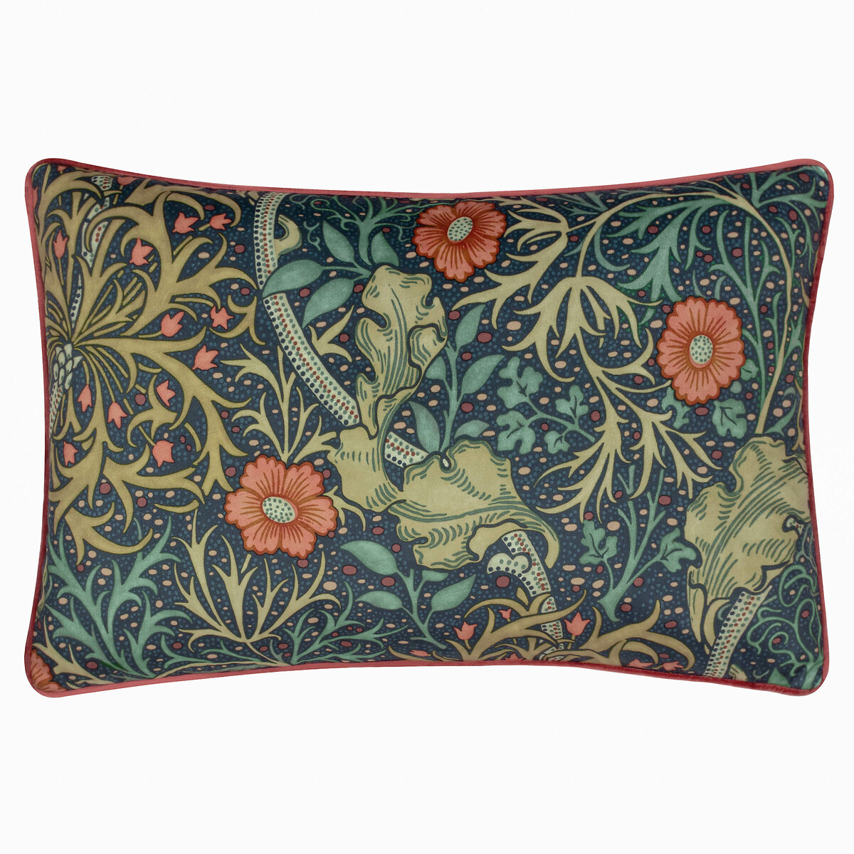 Seaweed Printed Velvet Cushion indigo, MORRIS & CO.
