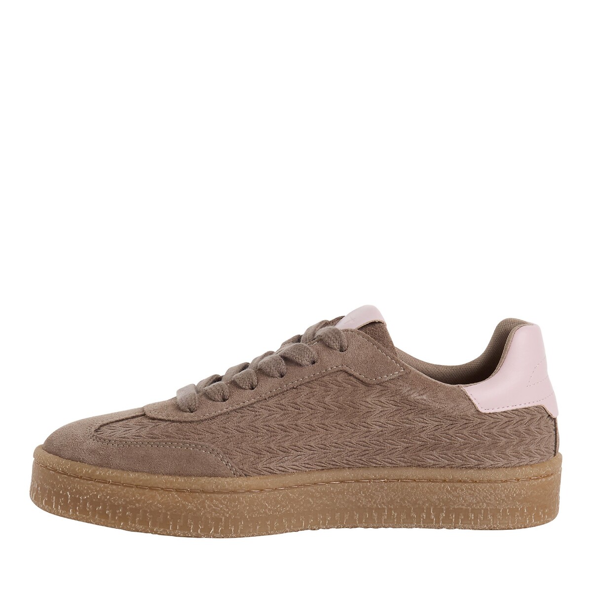 Zapatillas de piel de ante marrón claro/rosa, TAMARIS
