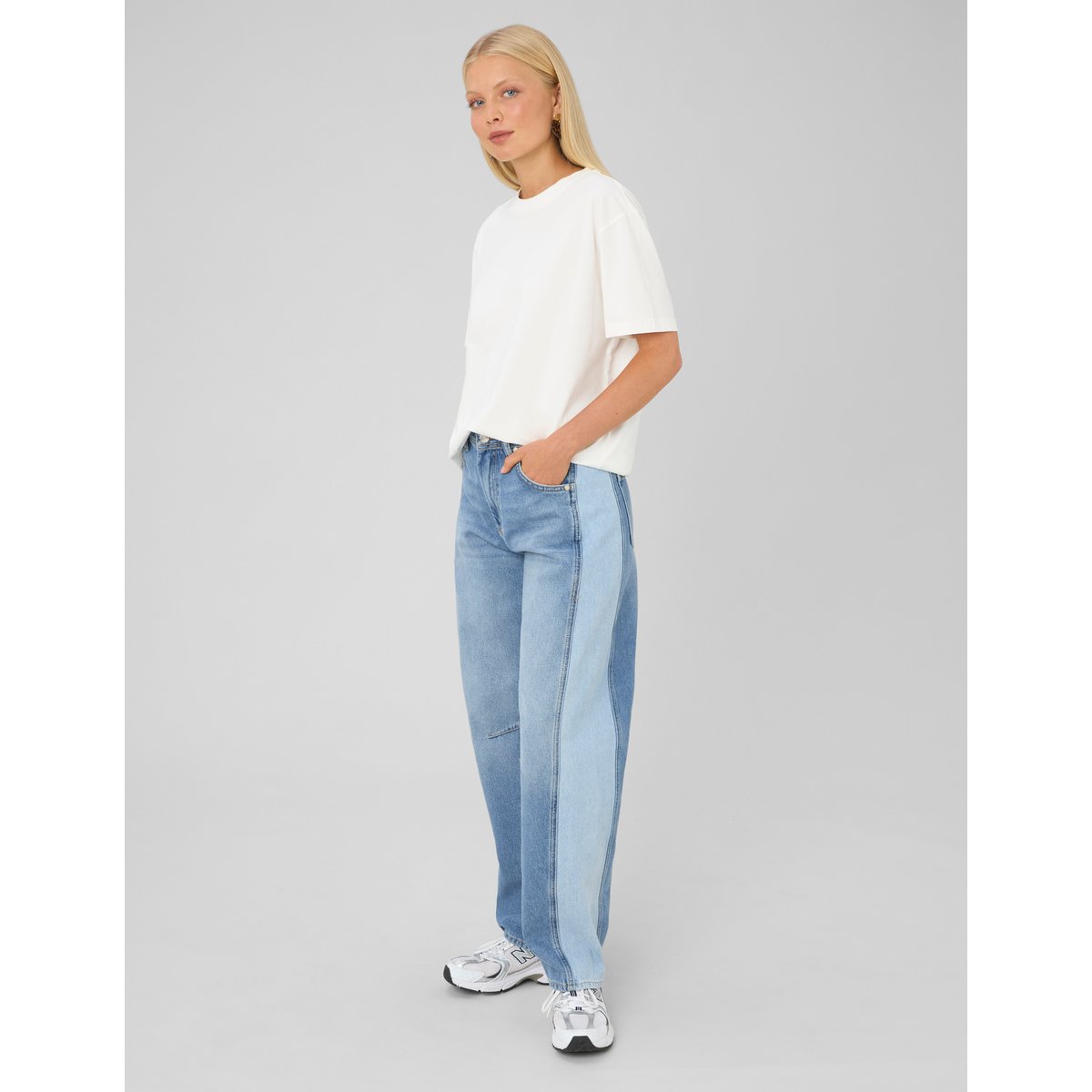 Jean balloon bicolore bleu moyen, BZB