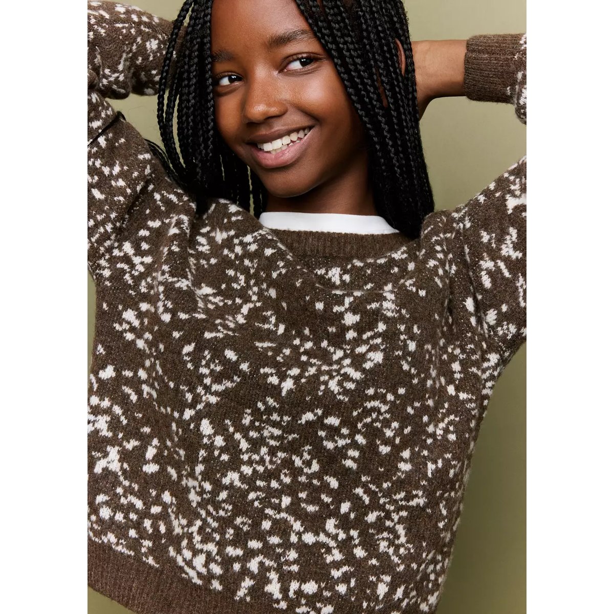 Pull-over en imprimé animal marron moyen, MANGO KIDS